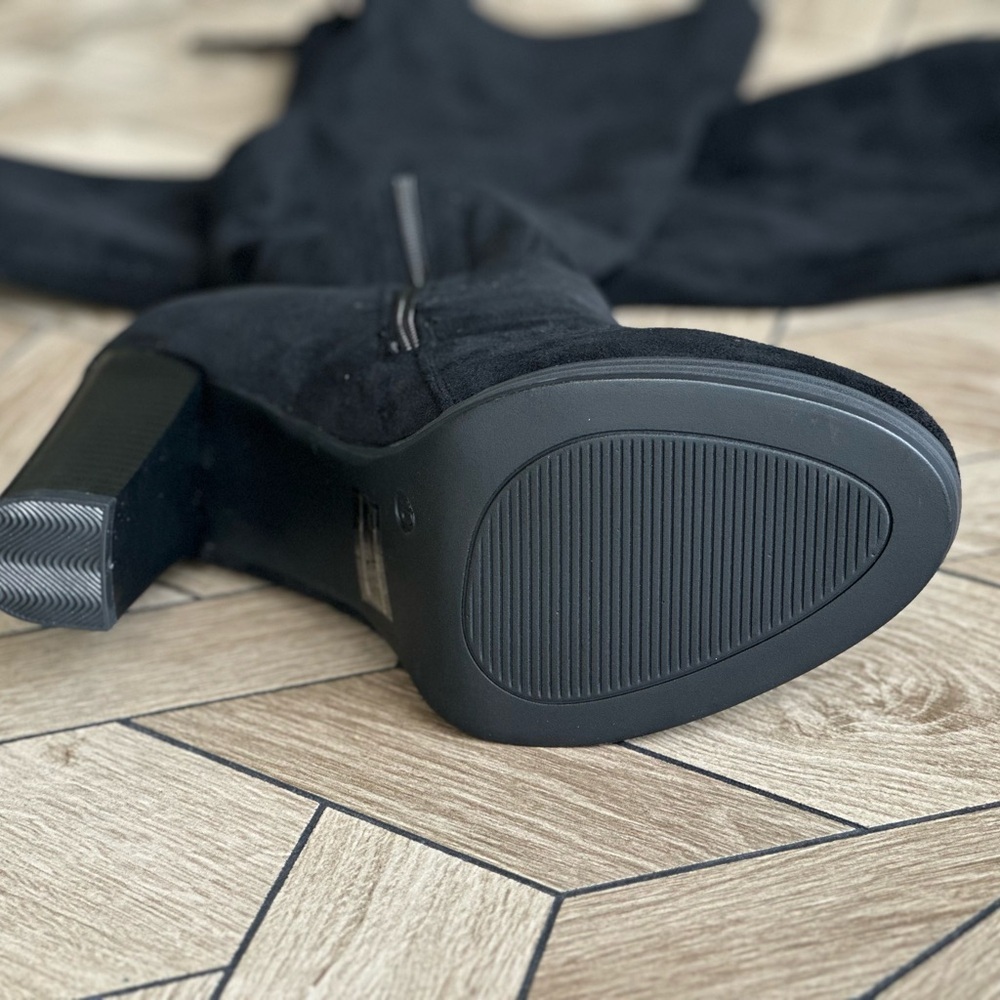 Vepose Black Suede Over-the-Knee Chunky Heels Women's Boots - Picture 10 of 13